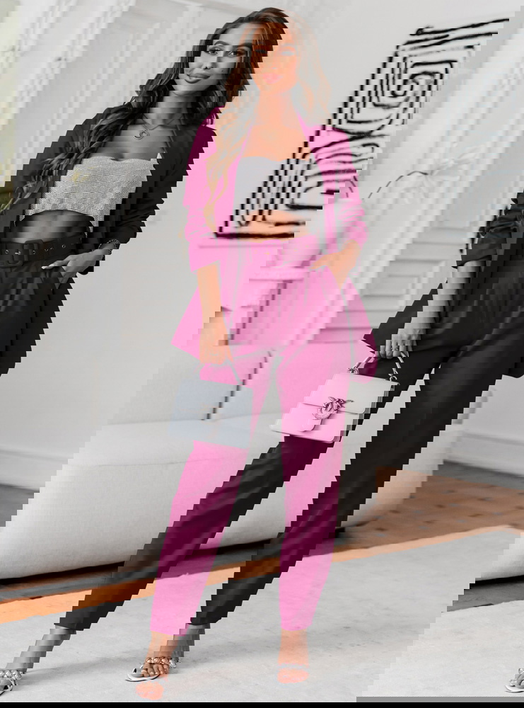 Purpurowy komplet garniturowy ze...