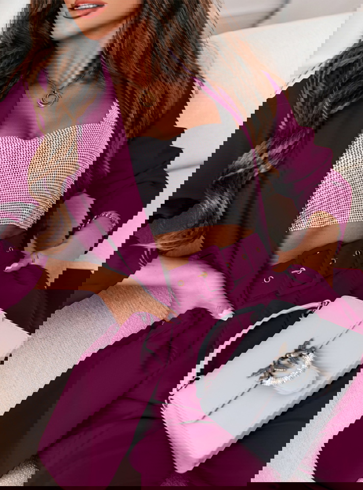 Purpurowy komplet garniturowy ze...