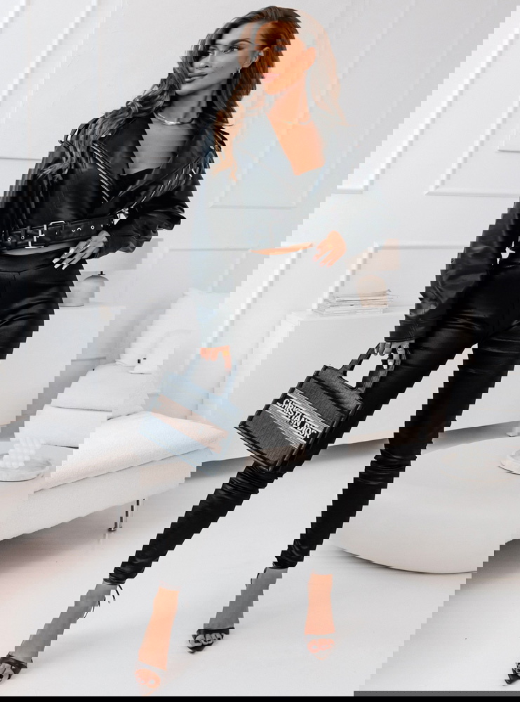 Czarne legginsy z eko skóry Ketilla