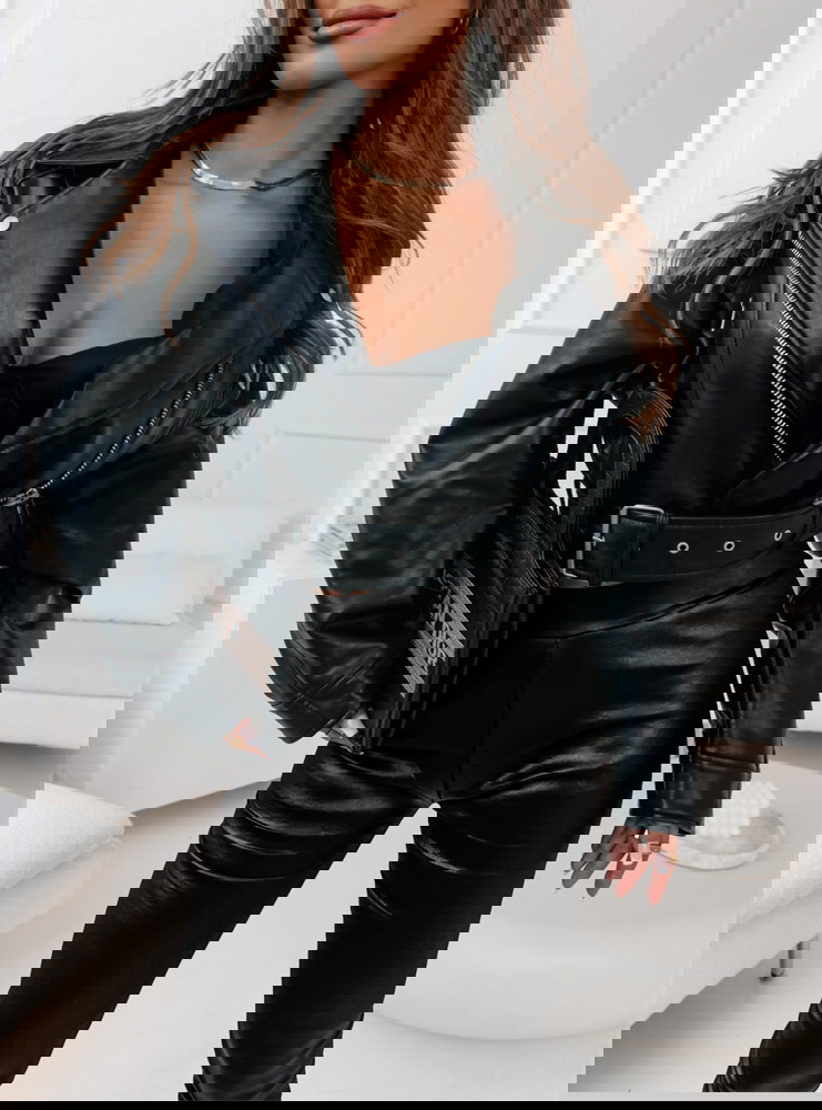 Czarne legginsy z eko skóry Ketilla