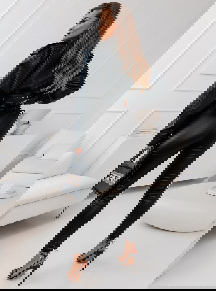 Czarne legginsy z eko skóry Ketilla