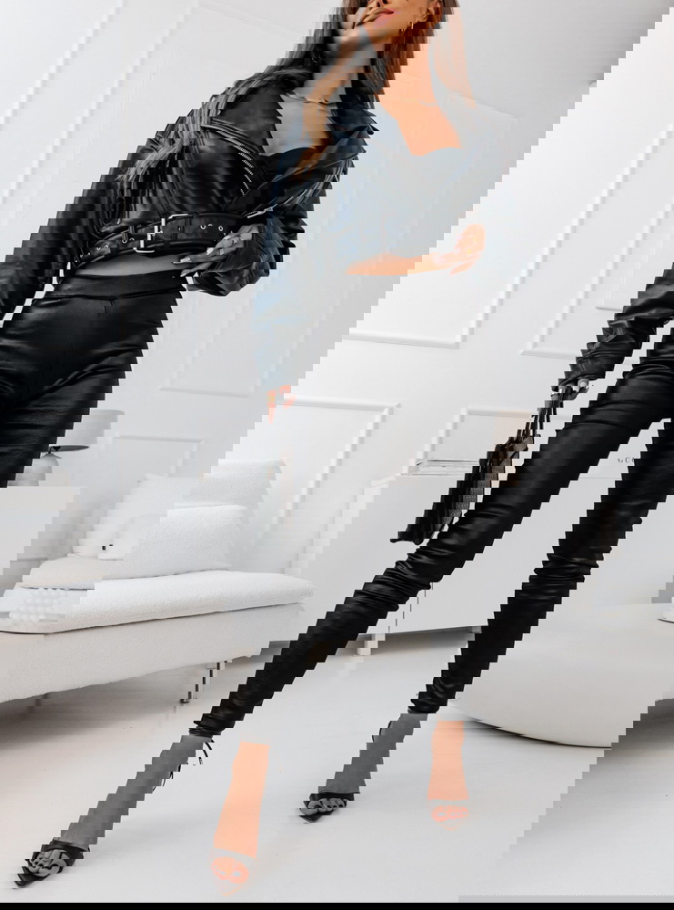 Czarne legginsy z eko skóry Ketilla