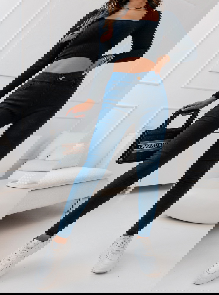 Granatowe legginsy jeansowe z...