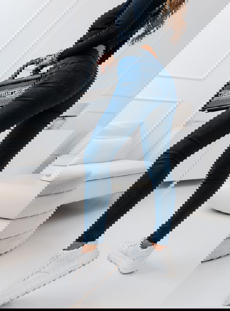 Granatowe legginsy jeansowe z...