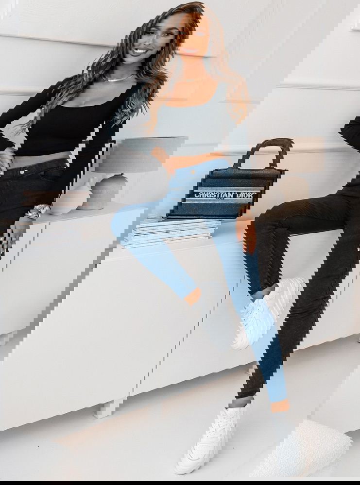 Granatowe legginsy jeansowe z...