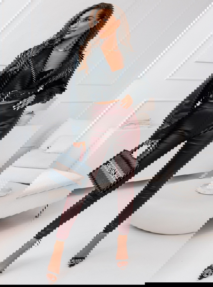 Bordowe legginsy z eko skóry Ketillaa