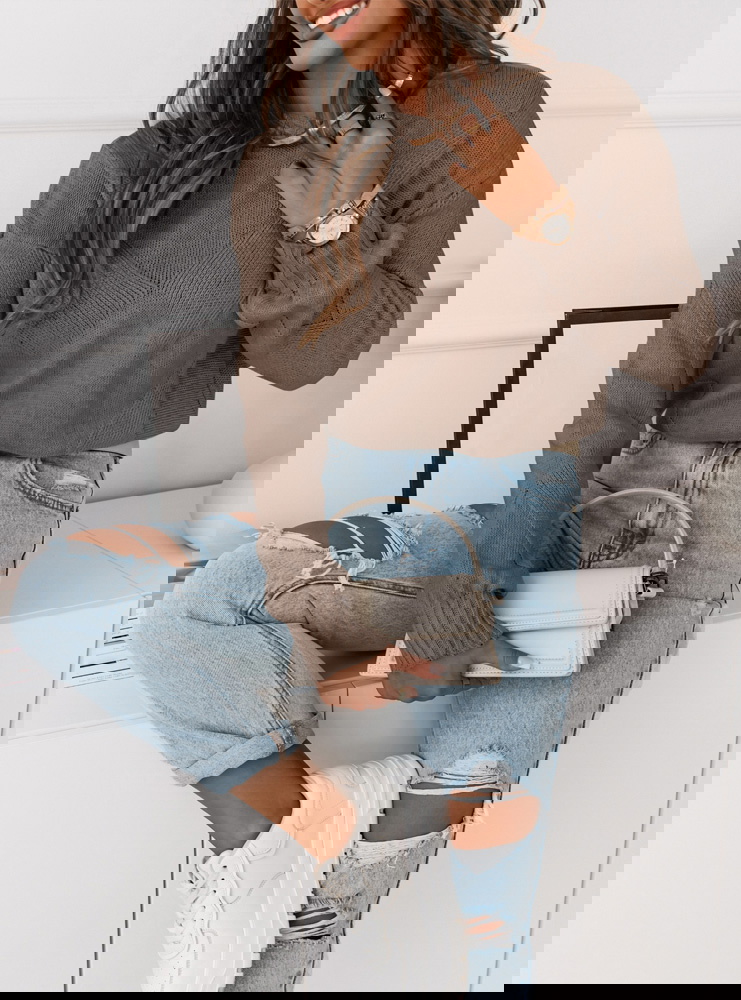 Sweter z ciekawym splotem Olgaa -...