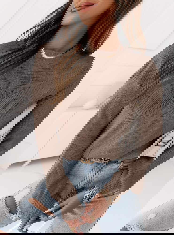 Sweter z ciekawym splotem Olgaa -...