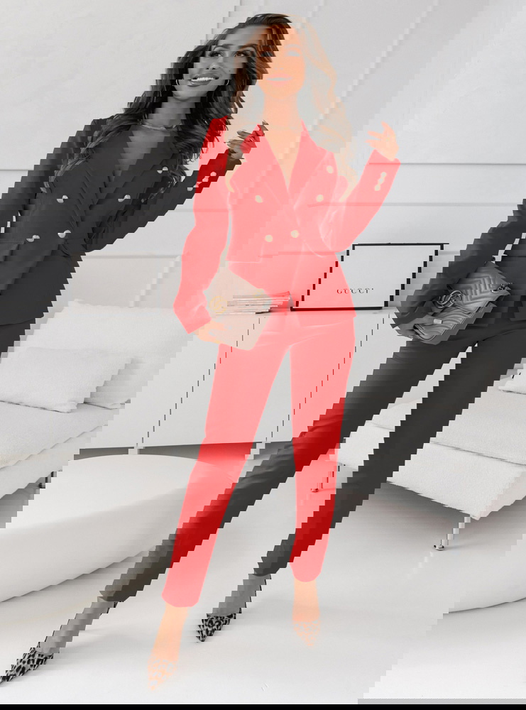 Malinowy komplet garniturowy z...