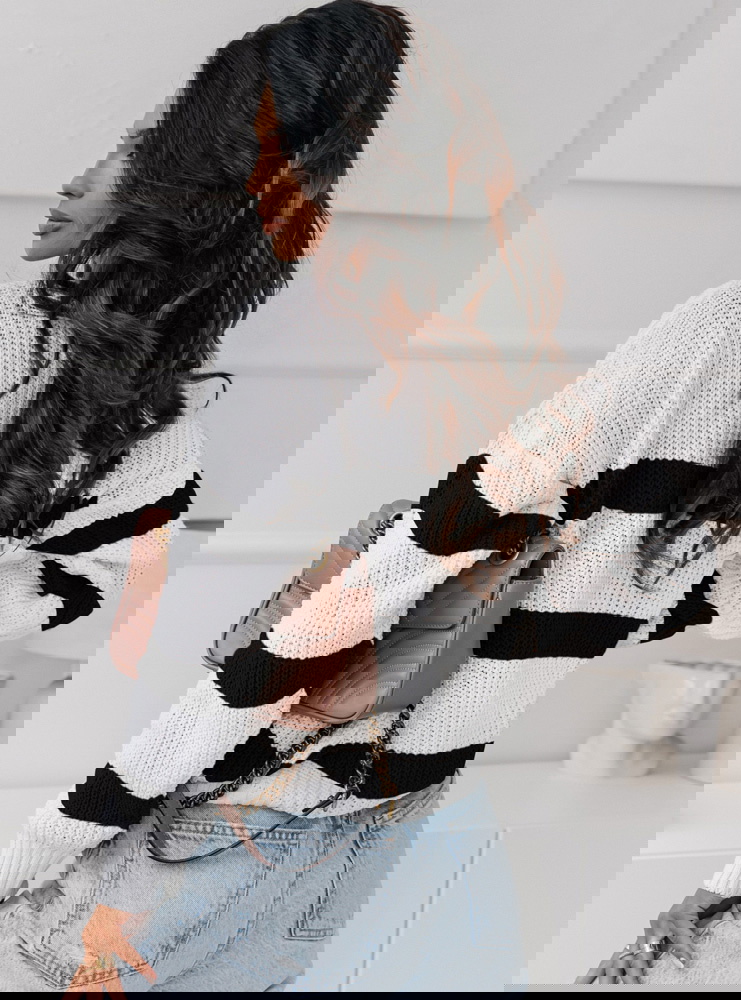 Sweter w paski z dekoltem V Ojella -...