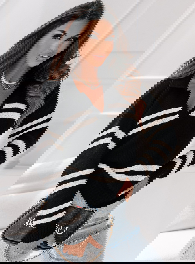 Sweter w paski z dekoltem Lolla - wzór 2