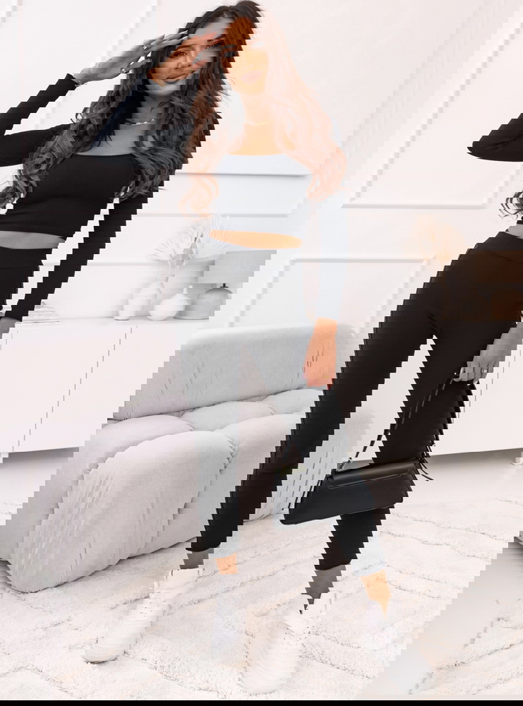 Czarne legginsy z lampasem z boku Penela