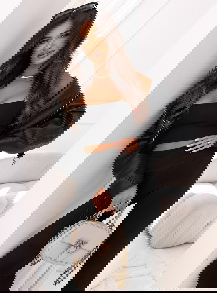 Czarne welurowe legginsy Ronetiaa