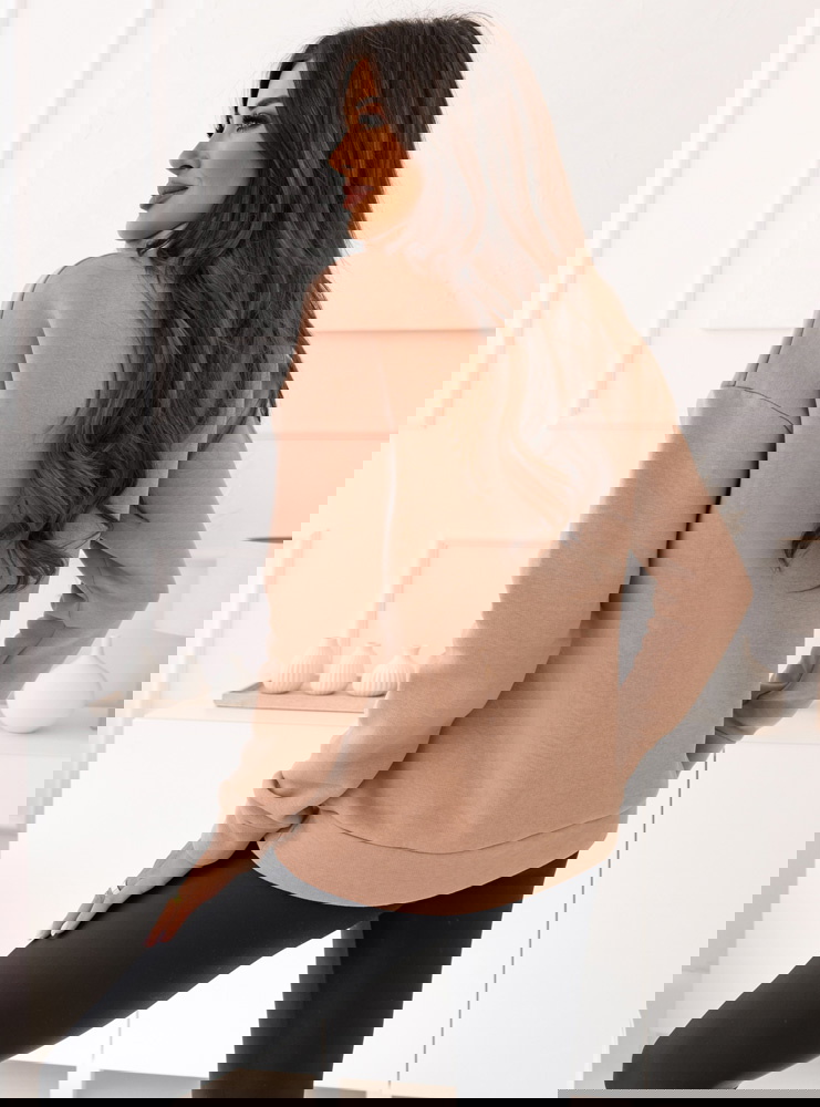 Beżowa bluza dresowa z kołnierzem i...