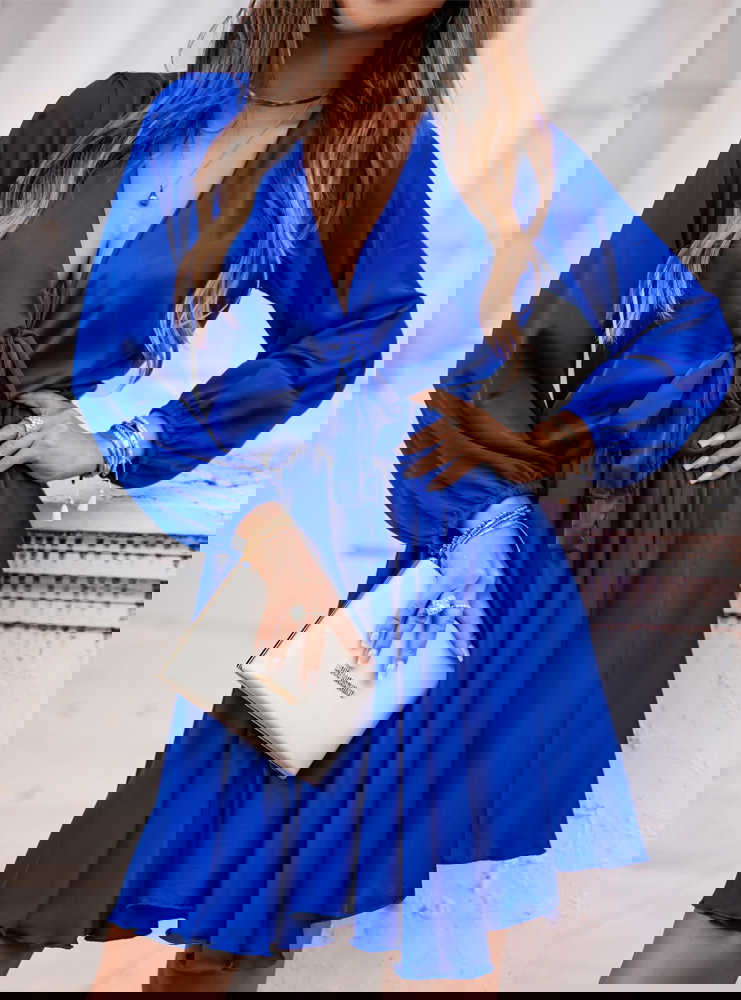 Chabrowa satynowa sukienka z...