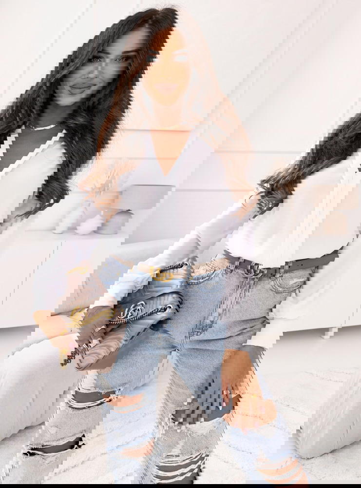 Biała bluzka z dekoltem Pemiaa