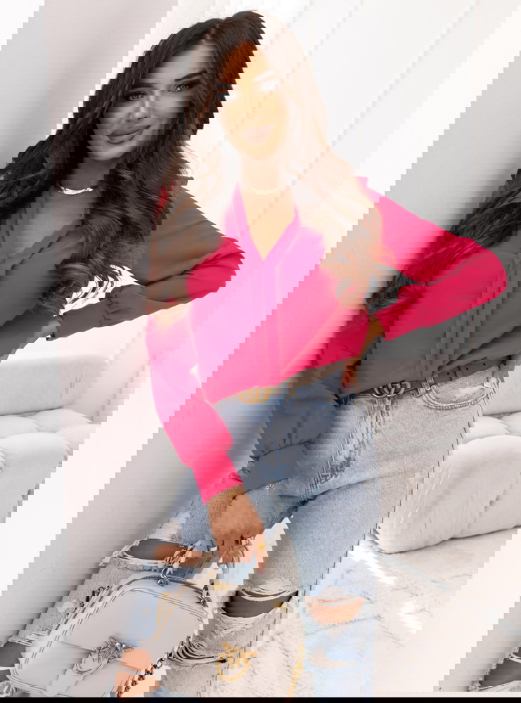 Bluzka z dekoltem Pemiaa - fuksja