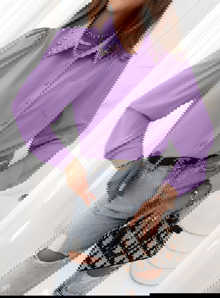 Fioletowa koszula z ozdobnym...