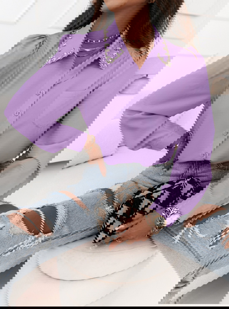 Fioletowa koszula z ozdobnym...