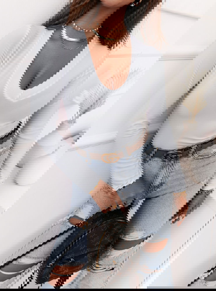 Biała bluzka z dekoltem Vanda