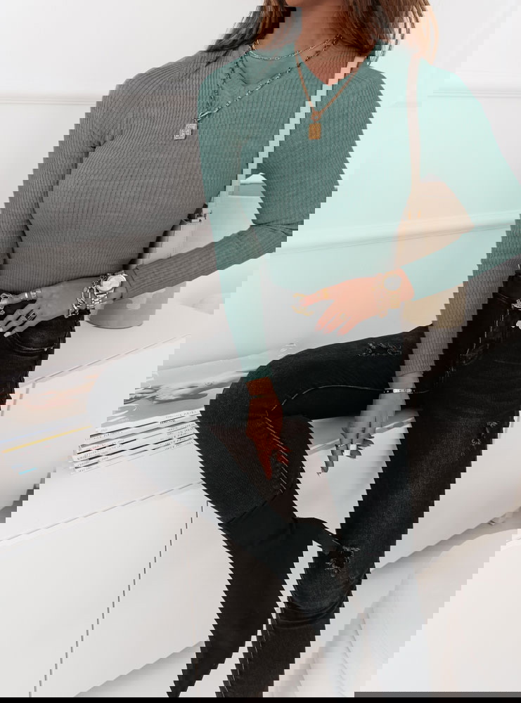 Mineralny sweterek prążkowany z...