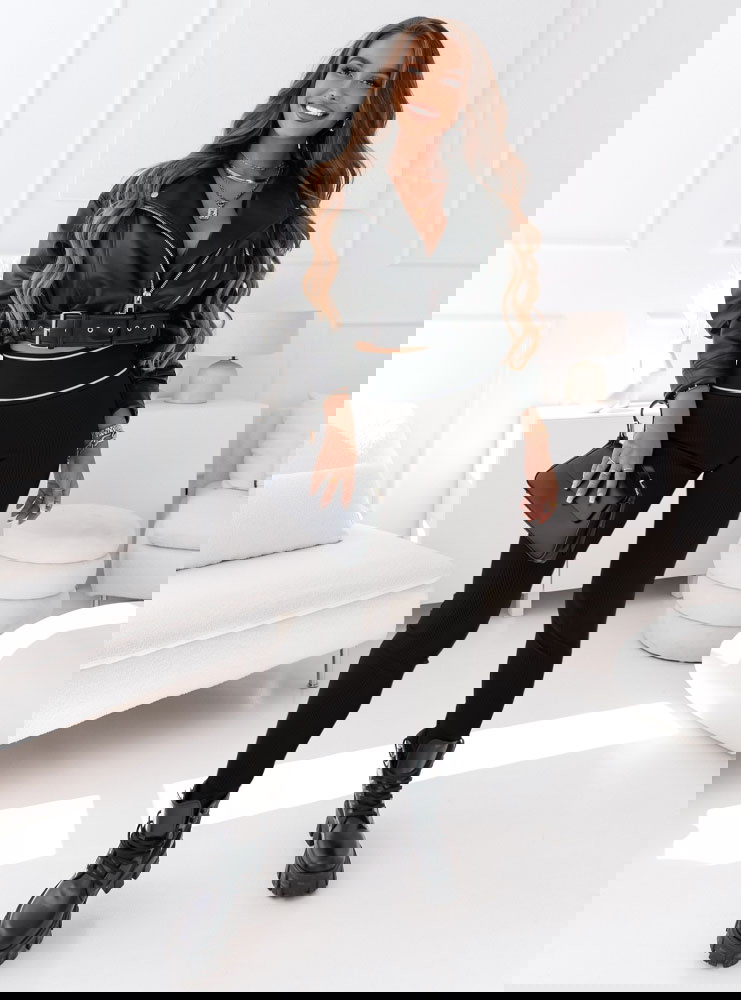 Czarne legginsy z grubą gumą Meire