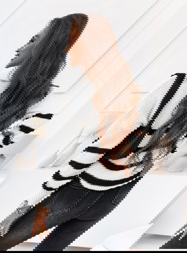 Sweter w paski z wysokim golfem Zilka...