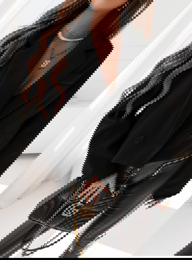 Czarna krótka marynarka flauszowa Sjena