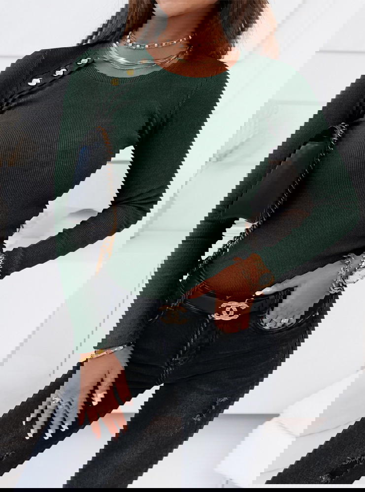 Prążkowana bluzka z ozdobnymi...