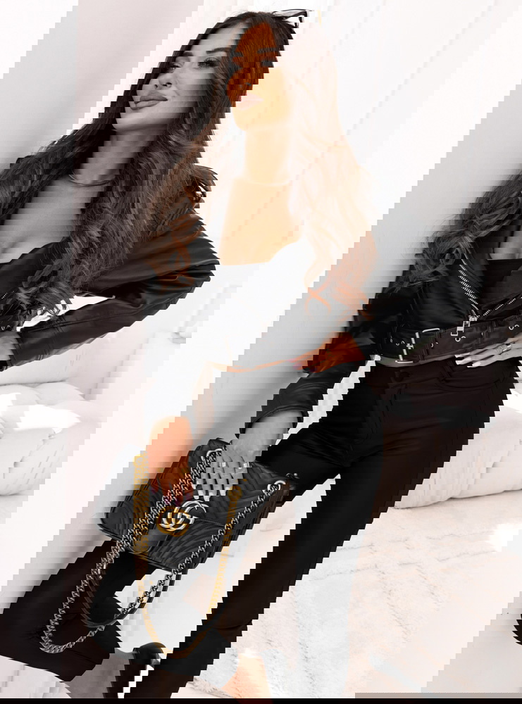 Czarne spodnie z eko skóry Lorkoo