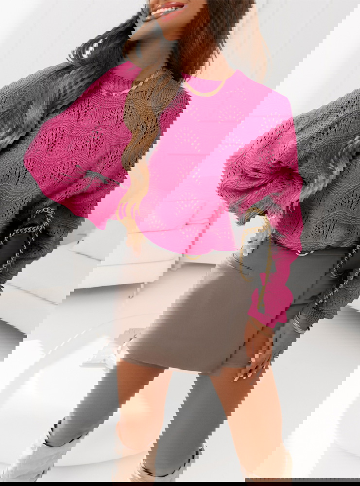 Ażurkowy sweter Lozii - fuksja