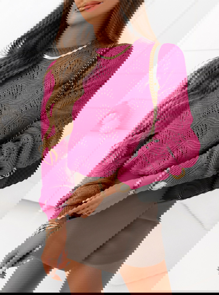 Ażurkowy sweter Lozii - fuksja