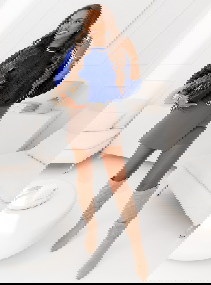 Chabrowy ażurkowy sweter Lozii