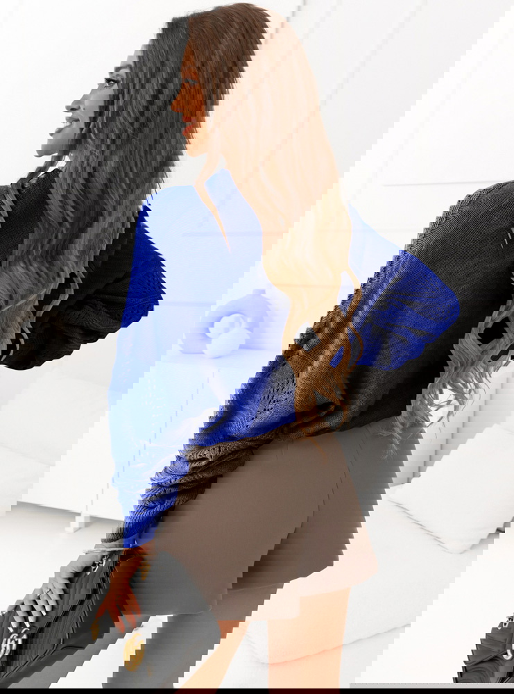 Chabrowy ażurkowy sweter Lozii