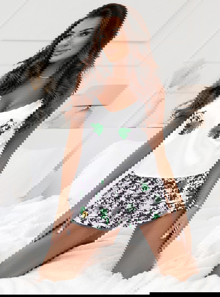 Miętowa dwuczęściowa piżama z modnym...