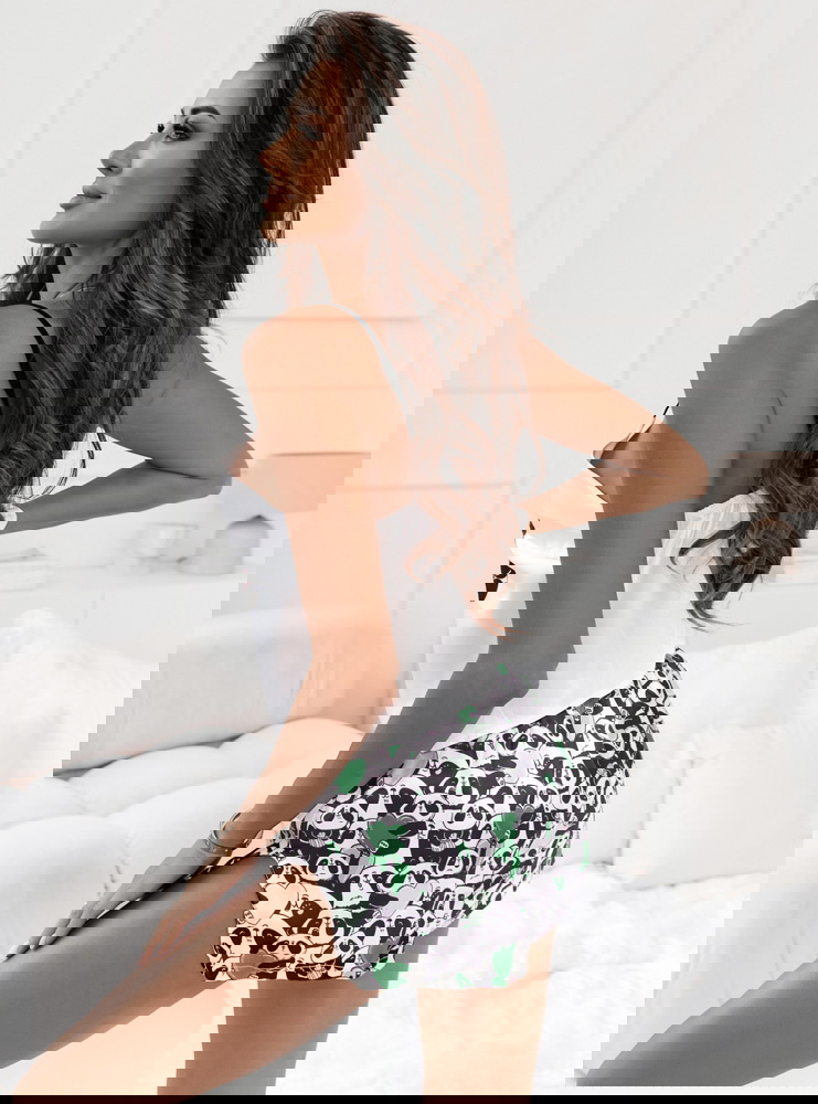 Miętowa dwuczęściowa piżama z modnym...