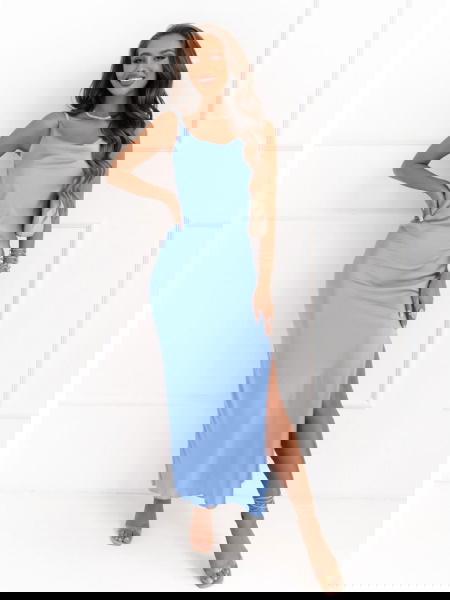 Błękitna satynowa długa... 2