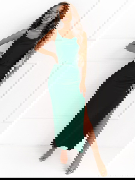 Satynowa długa sukienka na... 2