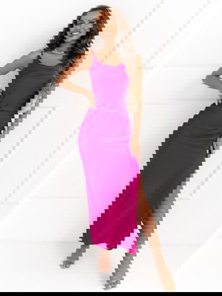 Satynowa długa sukienka na... 2