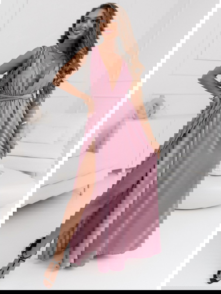 Długa satynowa sukienka -... 2