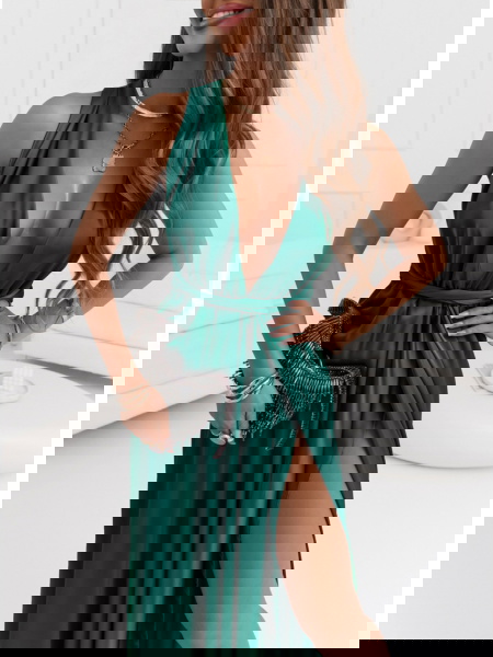 Długa satynowa sukienka -... 2