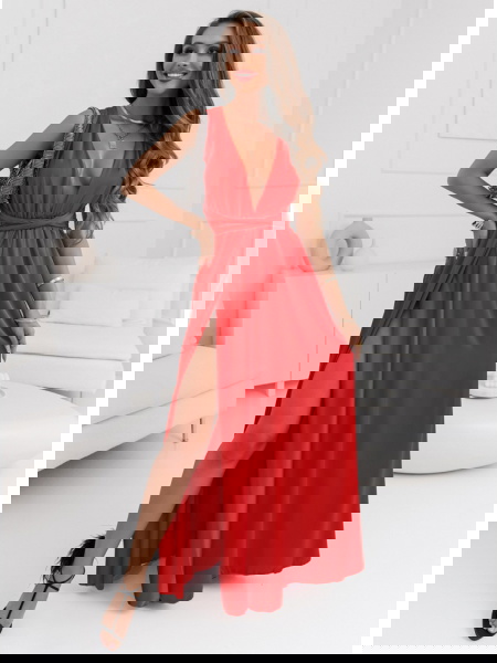 Malinowa długa satynowa... 2