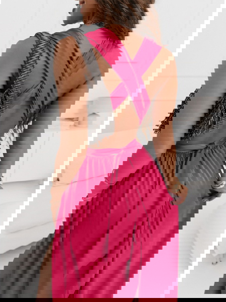 Długa satynowa sukienka -... 2