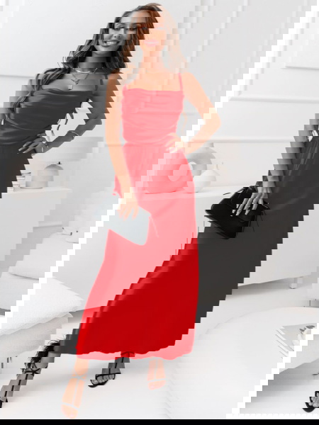 Malinowa satynowa sukienka... 2