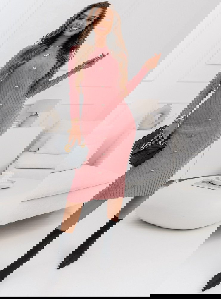 Sweterkowa prążkowana sukienka z...