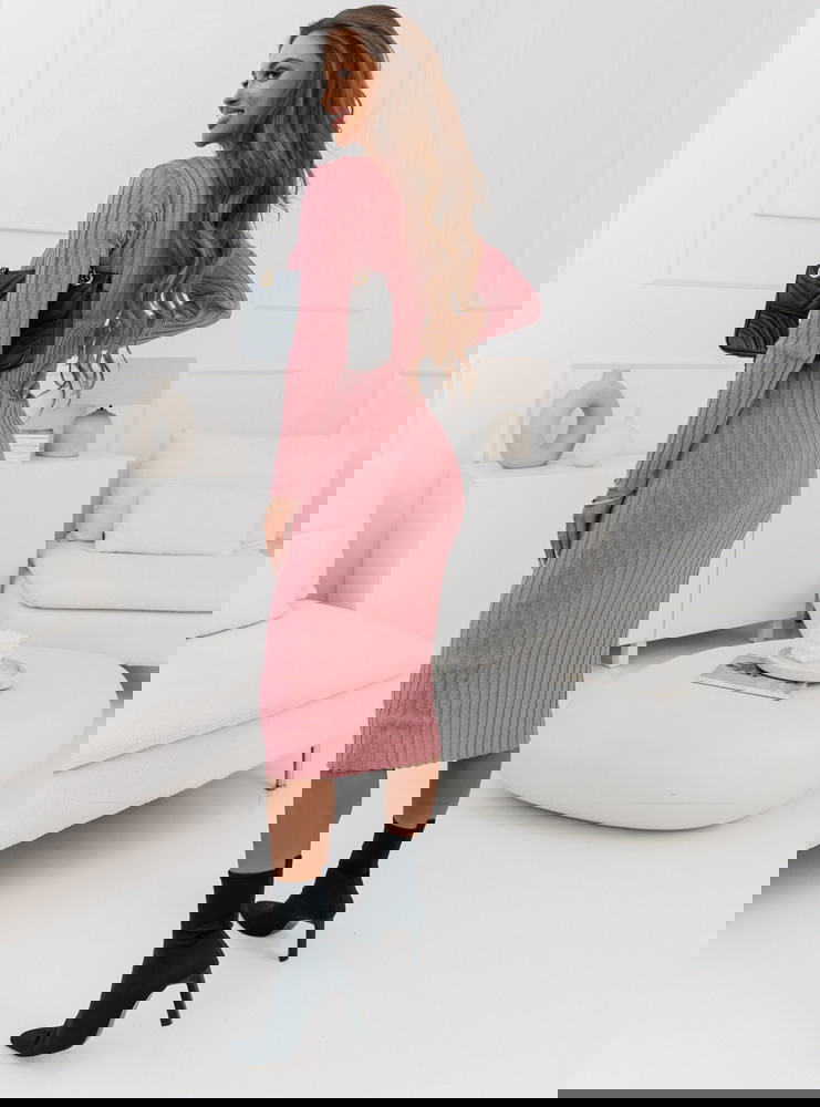 Sweterkowa prążkowana sukienka z...