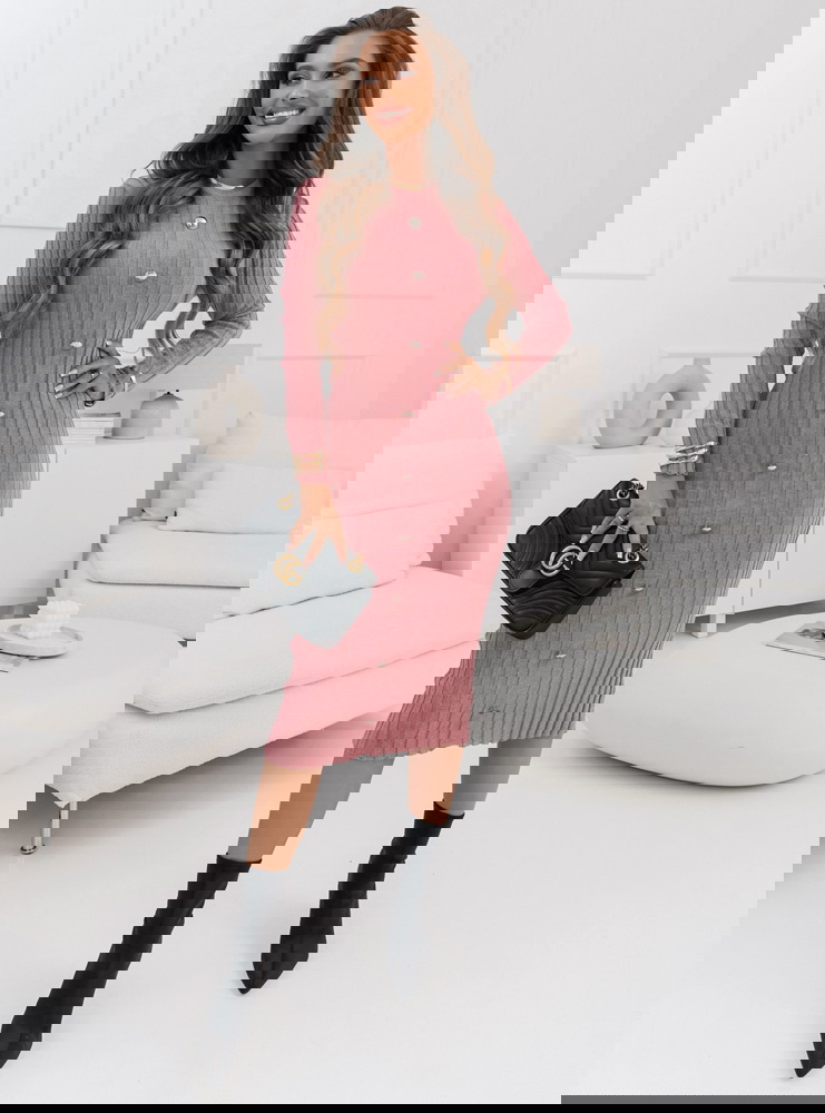 Sweterkowa prążkowana sukienka z...