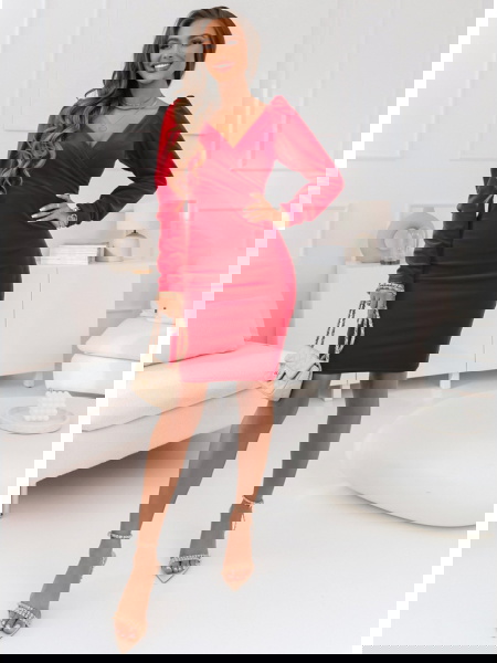 Malinowa sukienka welurowa... 2