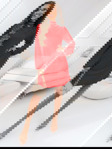 Malinowa satynowa sukienka... 2