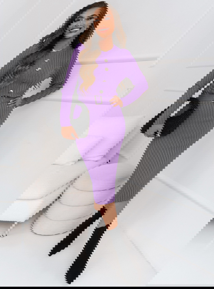 Liliowa sweterkowa prążkowana...